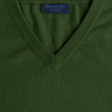 Dark Green V - Neck Cashmere Sweater