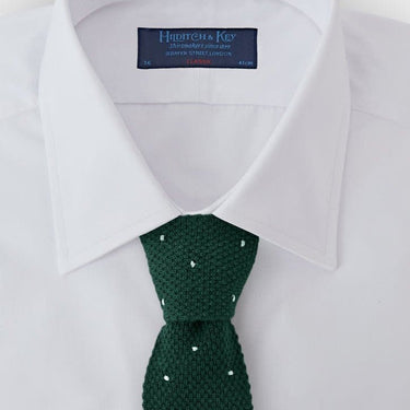 Dark Green & White Spot Knitted Cashmere Tie