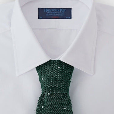 Dark Green & White Spot Knitted Silk Tie