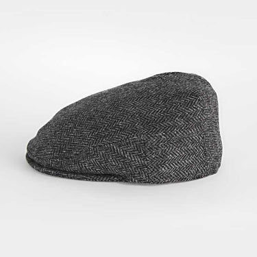 Dark Grey Herringbone 100% Wool Made In England Flat Cap