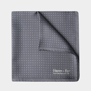 Dark Grey & White Small Spot Silk Pocket Square