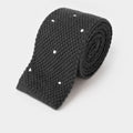 Dark Grey & White Spot Knitted Cashmere Tie