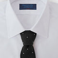 Dark Navy & White Spot Knitted Cashmere Tie