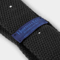 Dark Navy & White Spot Knitted Cashmere Tie