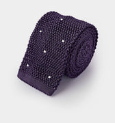 Deep Purple & White Spot Knitted Silk Tie