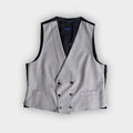 Double Breasted Grey Wool Herringbone Waistcoat