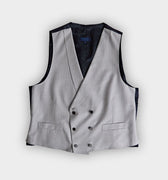 Double Breasted Grey Wool Herringbone Waistcoat