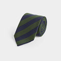 Green Block Stripe Wool & Silk Blend Tie