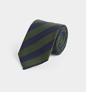 Green Block Stripe Wool & Silk Blend Tie