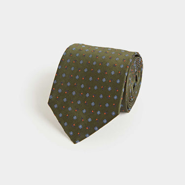 Green Floating Floral Silk Tie