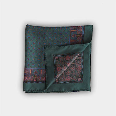 Green Large Bean Silk Pocket Square