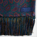 Green, Orange & Navy Paisley Silk & Cashmere Scarf