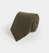 Green Silk Tie With Small Bean Motif