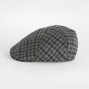 Green With Navy & Green Medium Check Twill Wool Roma Cap