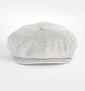 Grey Herringbone Cotton & Linen Mix Gatsby Cap