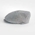 Grey With Black & Red Check Linen Gatsby Cap