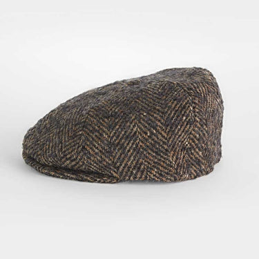 Large Brown Herringbone Donegal 100% Wool Toni Cap