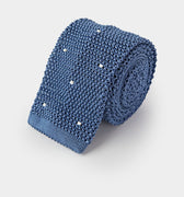 Lazuite & White Spot Knitted Silk Tie