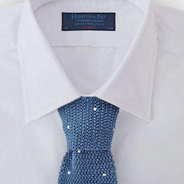 Lazuite & White Spot Knitted Silk Tie