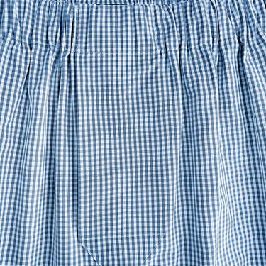 Light Blue Gingham Check Cotton Poplin Boxer Shorts