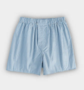 Light Blue Gingham Check Cotton Poplin Boxer Shorts