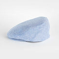 Light Blue Micro Herringbone Linen Flat Cap