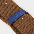 Light Brown & White Spot Knitted Cashmere Tie