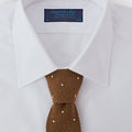 Light Brown & White Spot Knitted Cashmere Tie