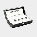 Longmire Sterling Silver Double Circle Black Enamel Dress Studs