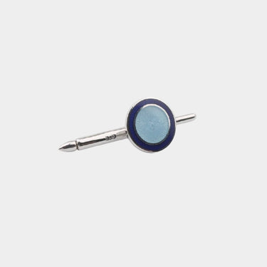 Longmire Sterling Silver Double Circle Blue Enamel Dress Studs