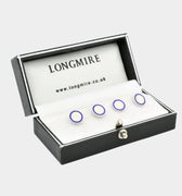 Longmire Sterling Silver Double Circle Blue & White Enamel Dress Studs