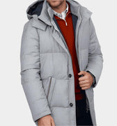 Loro Piana Storm System Wool & Silk Mante Coat In Grey With Navy Lining