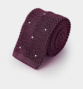 Malvarosa & White Spot Knitted Silk Tie