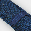 Marine Blue & White Spot Knitted Silk Tie