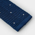 Marine Blue & White Spot Knitted Silk Tie