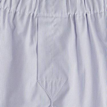 Mid Blue & White Fine Pinstripe Cotton Poplin Boxer Shorts