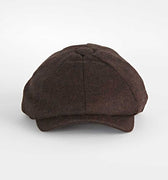 Mocha Brown Herringbone Wool Made In England Gatsby Cap