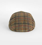 Moss Green, Yellow, Red, Green & Orange Check Wool Tweed Flat Cap