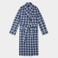 Navy & Green Check Brushed Cotton Gown With Navy Piping