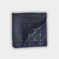 Navy Large Bean Silk Pocket Square