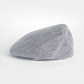 Navy Micro Herringbone Cotton & Linen Mix Flat Cap