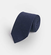 Navy Self - Spot Wool & Silk Blend Tie