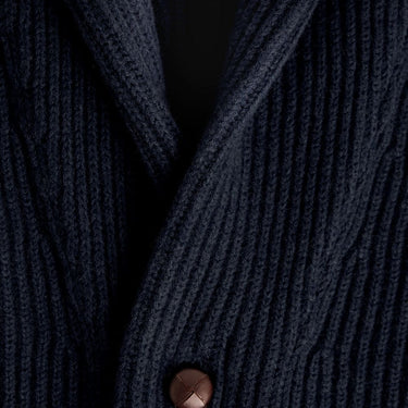 Navy Shawl Collar Lambswool Cardigan