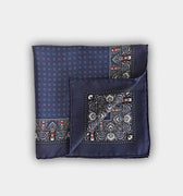 Navy Small Bean Silk Pocket Square