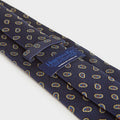 Navy Small Paisley Motif Printed Silk Tie