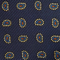 Navy Small Paisley Motif Printed Silk Tie