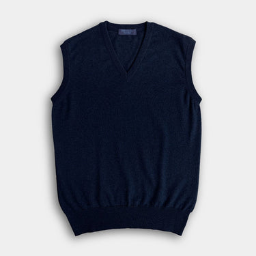 Navy V - Neck Cashmere Slipover