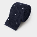 Navy & White Spot Knitted Cashmere Tie