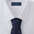 Navy & White Spot Knitted Silk Tie