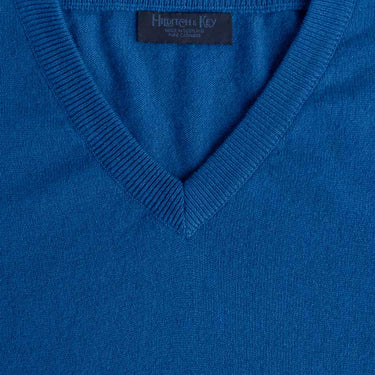 Ocean Blue V - Neck Cashmere Sweater